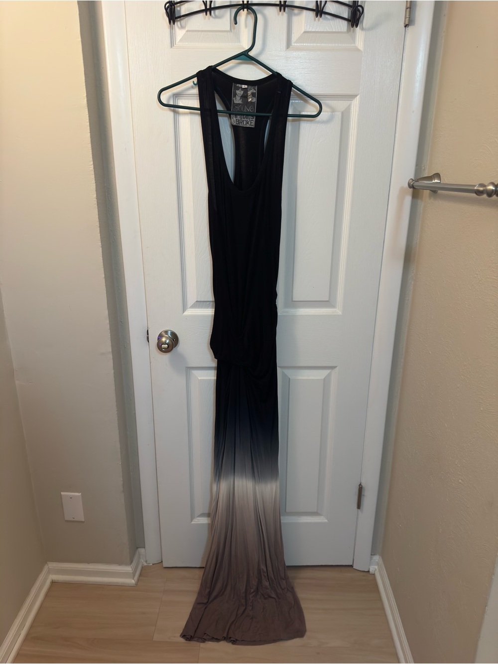 Ombre Black to Taupe Draped maxi dress - young, fabulous & broke